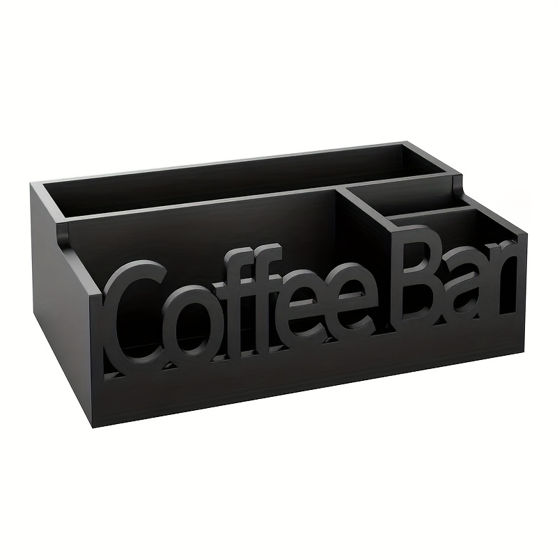 E-shop Kaffeestation-Organizer, schwarzer Aufbewahrungskorb für Kaffeebar, Theken-Aufbewahrungskorb für Kaffee Tee, Kaffeierzubehör-Eimer für