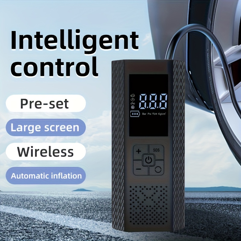 Portable Tire Inflator, 150PSI Air Compressor with Pressure Gauge & LED Light, 3X Fast One-Button Smart Cordless Pump for Cars, Motorcycles, Bikes, Balls, and More