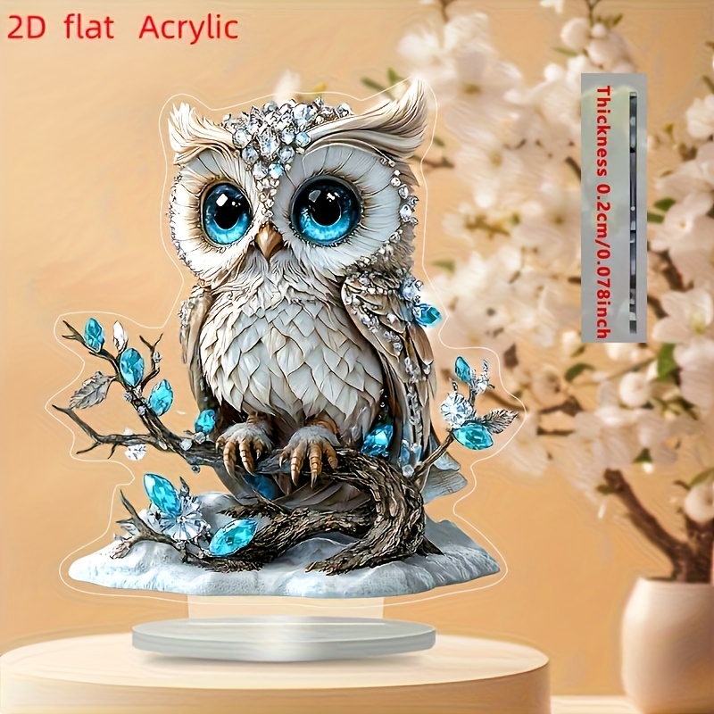 E-shop 2D Flache Acryl, . Eulen-Dekoration im Bohemian-Stil aus Acryl für den Schreibtisch, geeignet für Zuhause, Büro, Café für wohnung