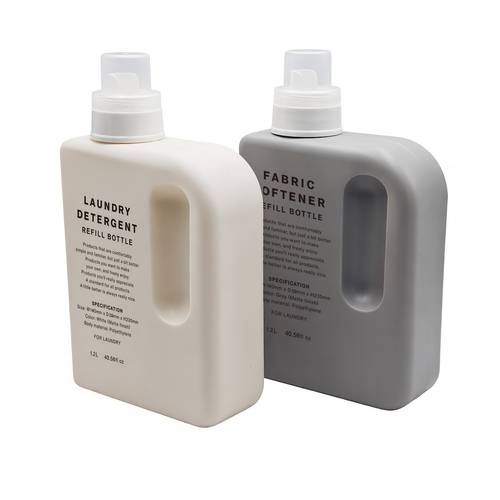 laundry detergent dispenser bottle refillable hdpe container with transparent graduated lid ergonomic handle for laundry detergent laundry softener 1200ml 2 colors