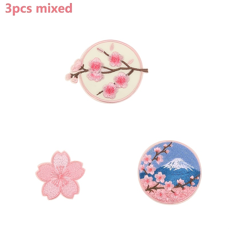 TEMU Lot de 3 autocollants brodés série , impression par transfert thermique, chat , koï, kimono, , - Décoration , décoration cosplay, convient pour