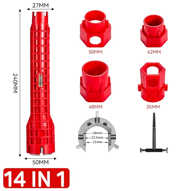 TEMU 14-in-1 Multi-functional Plumbing Wrench, Non-slip Grip, Universal Tool For Toilet, Sink, Faucet Installation And Repair, Bathroom And Kitchen