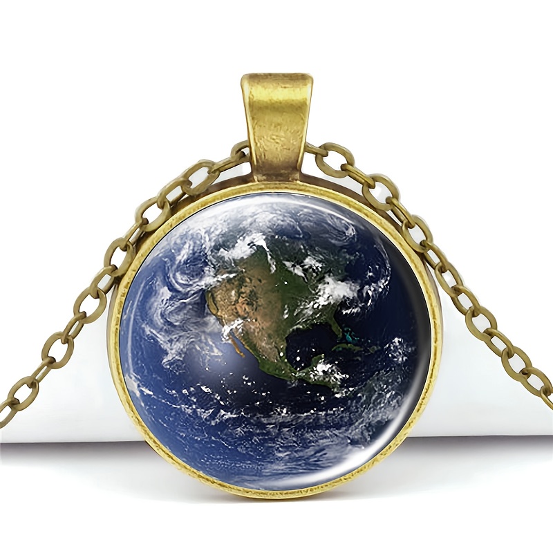 Classic Chain Necklace with Colorful Glass Inlay, Earth Design