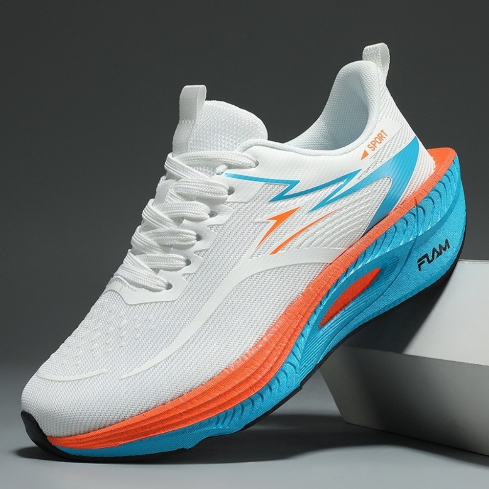 Men'S Ultra-Light Casual Athletic Shoes, 5 Colors, Professional Marathon Running Shoes, Carbon Plate Cushioning Training Sneakers, Breathable Low-Top Design with Fluorescent Upper, TPR Sole Suitable for All-Season Training, Gym, Track And Field