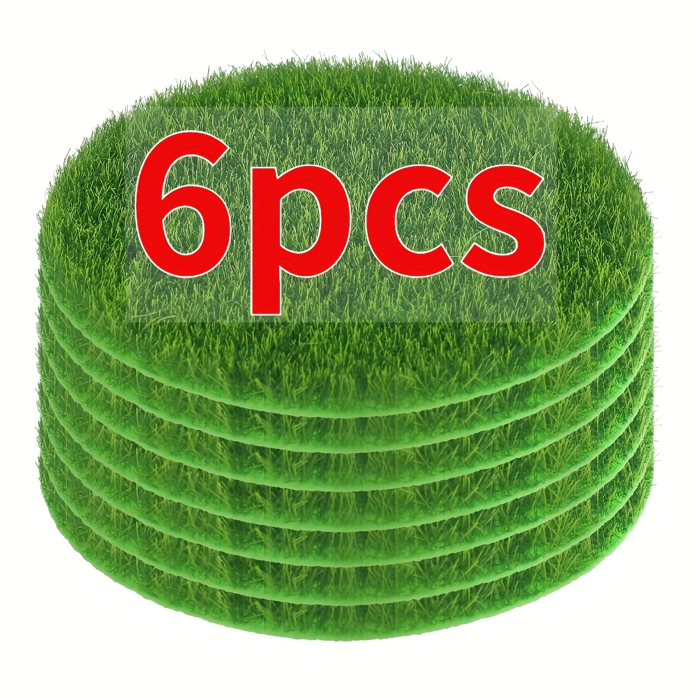 Image of [green Artificial Grass] 6pcs Outdoor-quality Plastic Artificial Grass Circles, Blade Height | Bulk Pack For Crafts, Miniature Gardens & Dollhouse Diy Decorations, Fairy Garden Miniatures