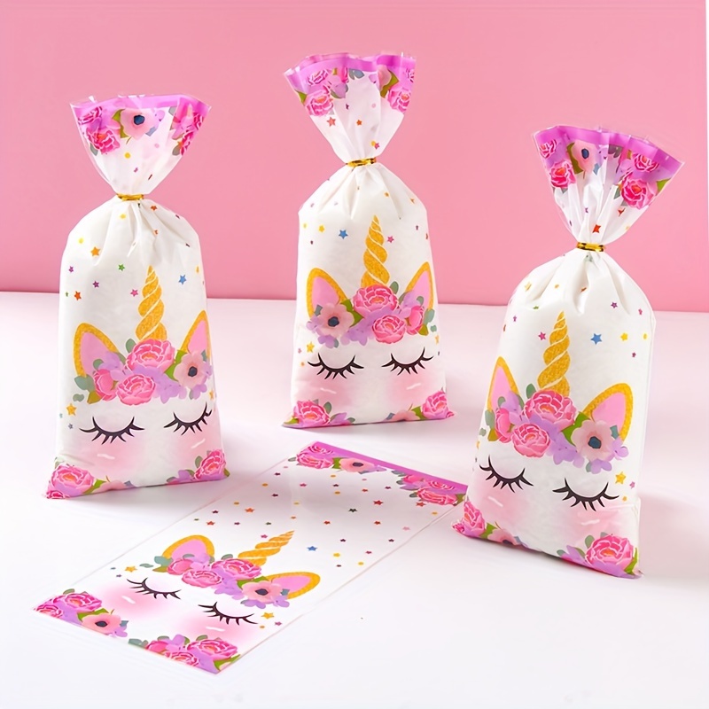 

25/50pcs Cute Candy Bags Cute Theme Birthday Plastic Food Gifts Bag For Guests Bridal Shower Wedding Party Favors Packing Bags