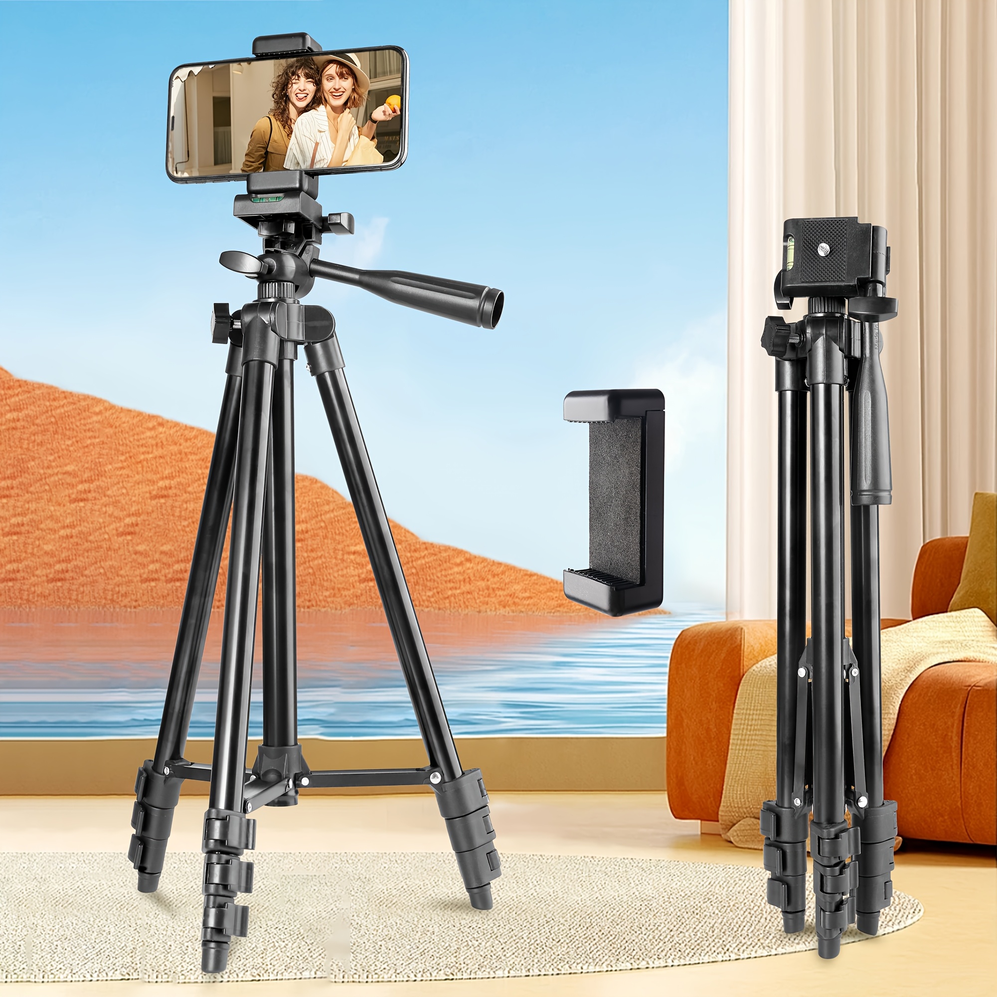 TEMU Treppiede portatile per cellulare qualit� con selfie stick estensibile, dotato di clip per telefono e custodia, per video/fotografia/live camera