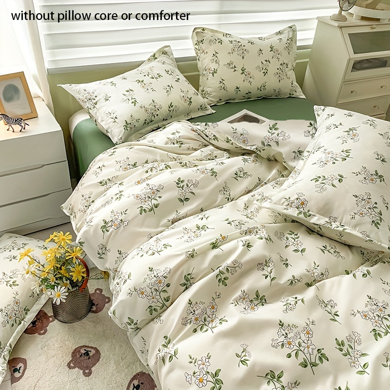 

3pcs Fresh Duvet Cover Set, 90gsm Brushed Microfiber Floral Herbal Duvet Cover & Pillowcases (no Core), Bedroom Bedding Ensemble