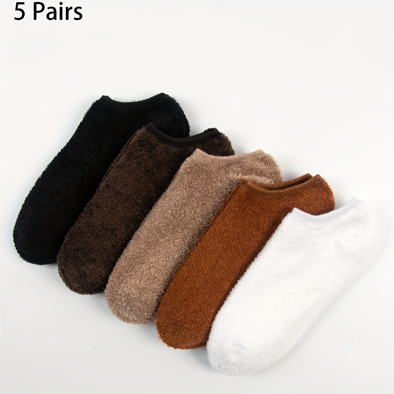 [autumn Winter Style] 5 Pairs Women' Comfortable Warm Floor Socks Suitable For Home, Sleep Ankle Socks