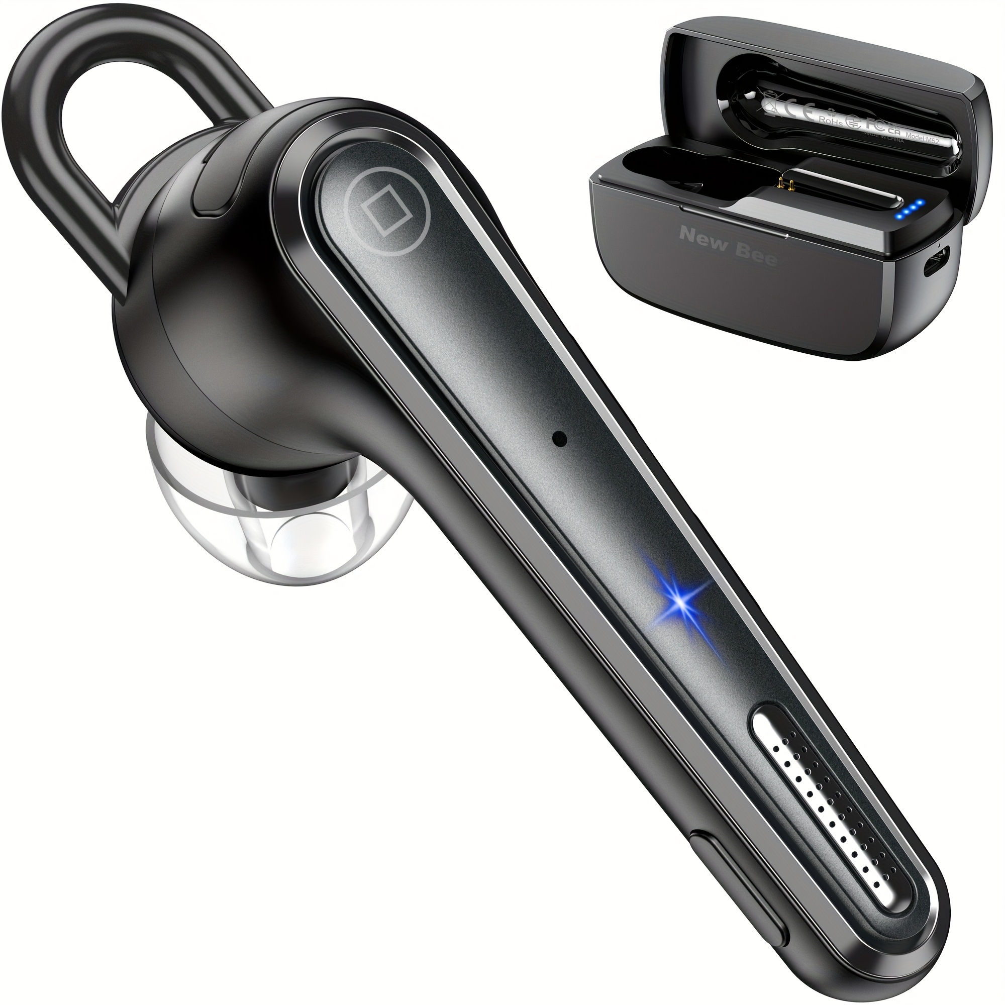 E-shop New Bee Kabellose Ein-Ohr-Kopfhörer, M52 Kabellose Freisprech-In-Ear-Kopfhörer V5.1, CVC 8.0 Dual ENC Mikrofon mit Geräuschunterdrückung, 50