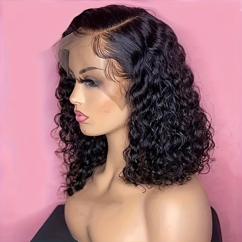 

14 Inches Ladies Front Lace Wig, Short Curly Bob Lace Front Wig, Pre- Front Wig, Parted Small , Soft And Breathable.150% Density. Suitable For All Face Shapes, The For Women's Christmas Gifts!