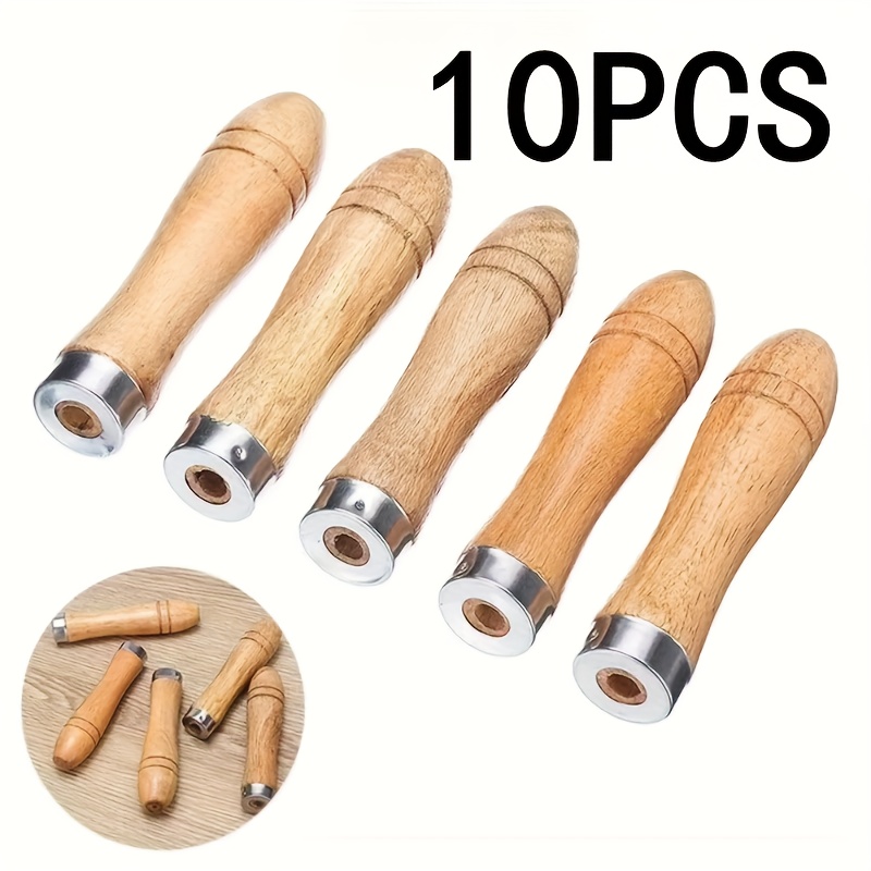 Image of 10 Wooden File Handles, 9 Cm, Rust-proof, Sturdy Metal Collar, For Woodworking, Polishing, Craft Tools