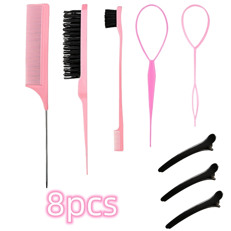 TEMU Set de 8 peines para el cabello, set de peines para peinar, peine de punta, peine de de , cepillo para bordes. Adecuado para dar forma y recoger