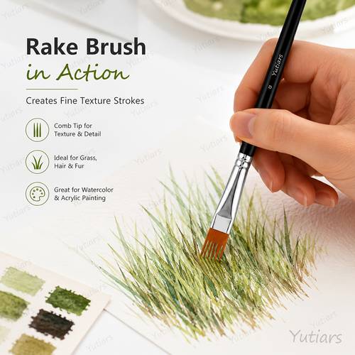 item picture 4pcs paint brush set with comb bristles rake texture brushes with black handles for acrylic oil and watercolor painting create grass hair fur feather and fine for art supplies for artists and beginners