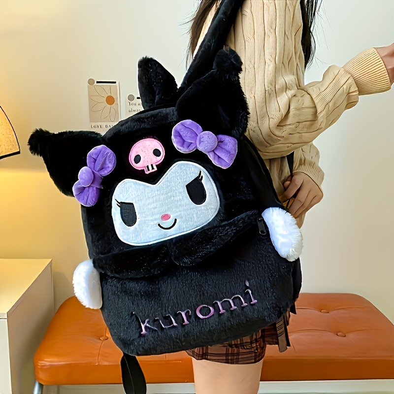 Sanrio Kuromi & My Melody Plush Backpacks - Polyester Fiber, Large Capacity, Versatile Unisex Design, Perfect for Everyday & Holiday Gifts