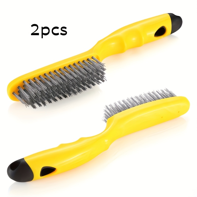 2/4 Wire Brushes, 79 Bundles Of Bristles, 10.5 Inch Plastic Handle, For Cleaning Rust And Dirt, Dust And Paint Before Welding