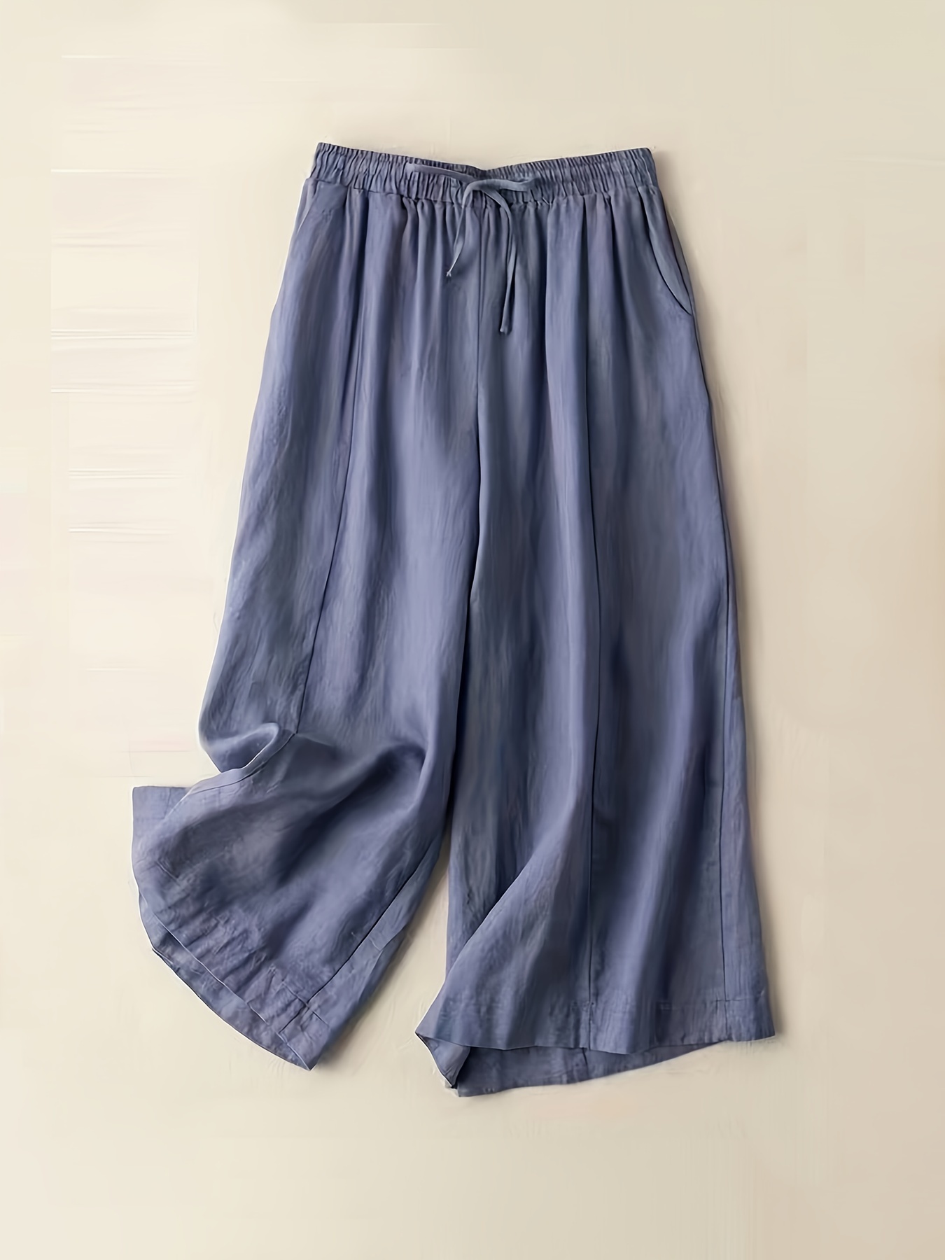 Wide Leg Drawstring Capris Pants Casual Crop Pants Spring - Temu
