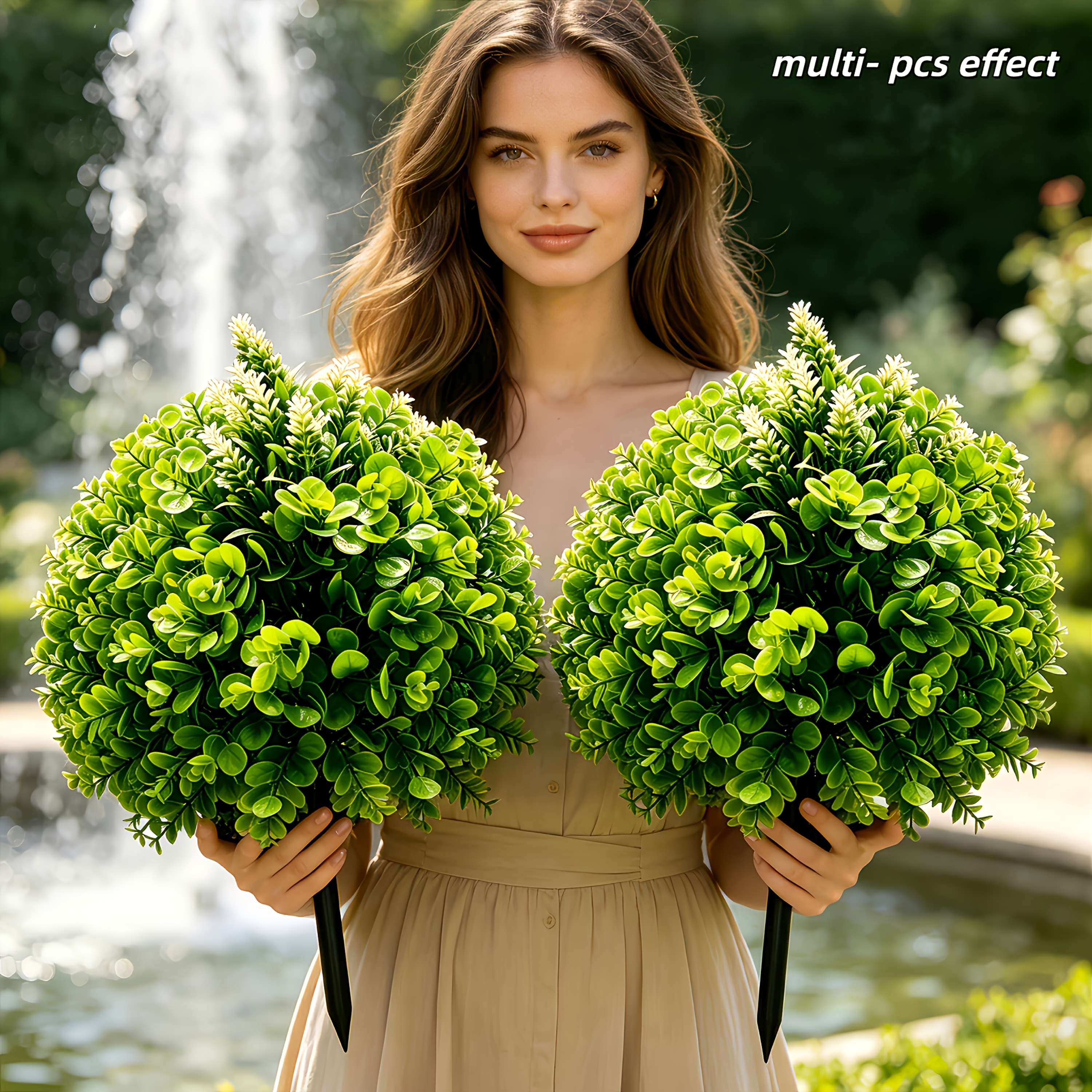 1pc of beautiful large outdoor artificial greenery eucalyptus mixed with   boxwood floral ball ground insert   faux plant gate side decoration   ornament evergreen artificial tree indoor outdoor decor home