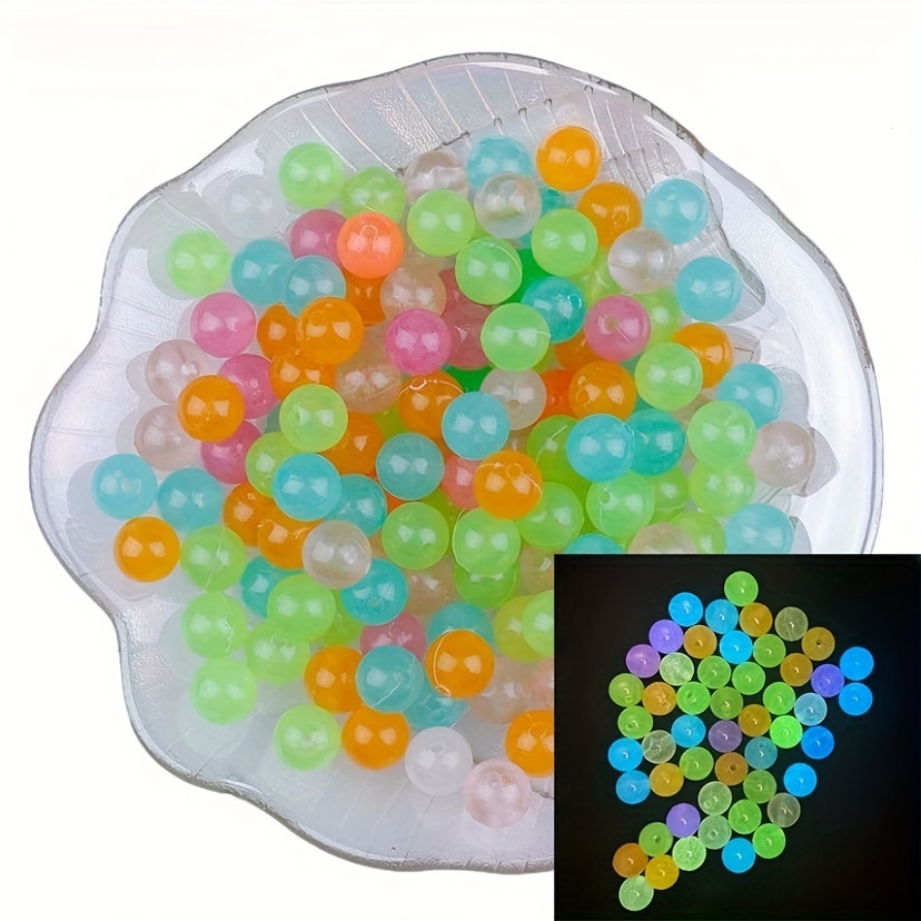 

100-pack 6mm Acrylic Luminous Beads With Holes, Glow-in-the-dark Fluorescent Beads For Jewelry Making, Diy Bracelets, Necklaces, Earrings, Beading Crafts
