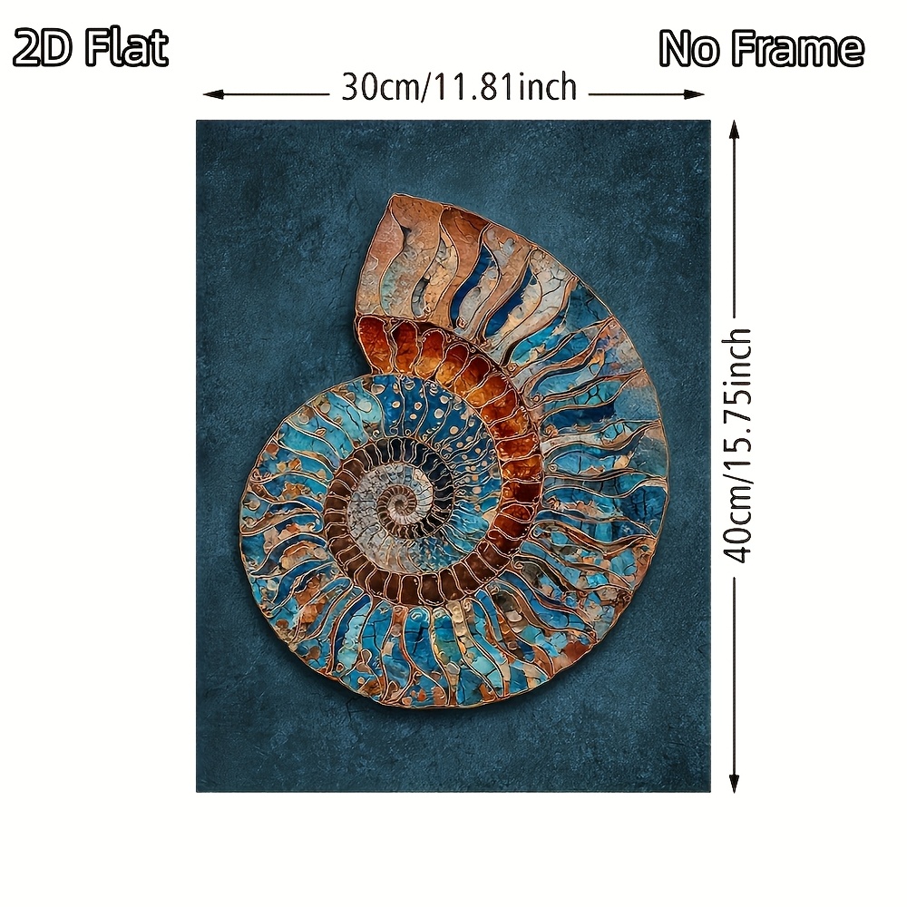 TEMU 2d Flat, 2d Flat Canvas Print, 1pc Unframed 30x40 Cm Canvas Print, Canvas Unframed Marine Fossil Poster Vintage Geological Wall Decor For Home,