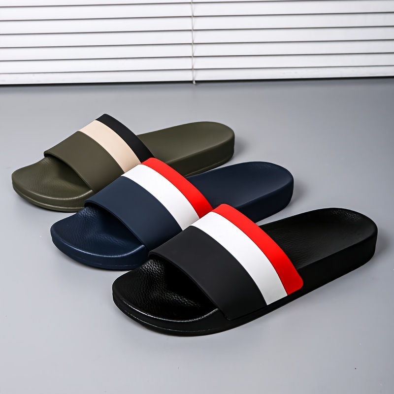 

Contrast Color Pvc Pillow Slides, Lightweight Soft Sole Flat Home Slides, Non-slip Casual Slides
