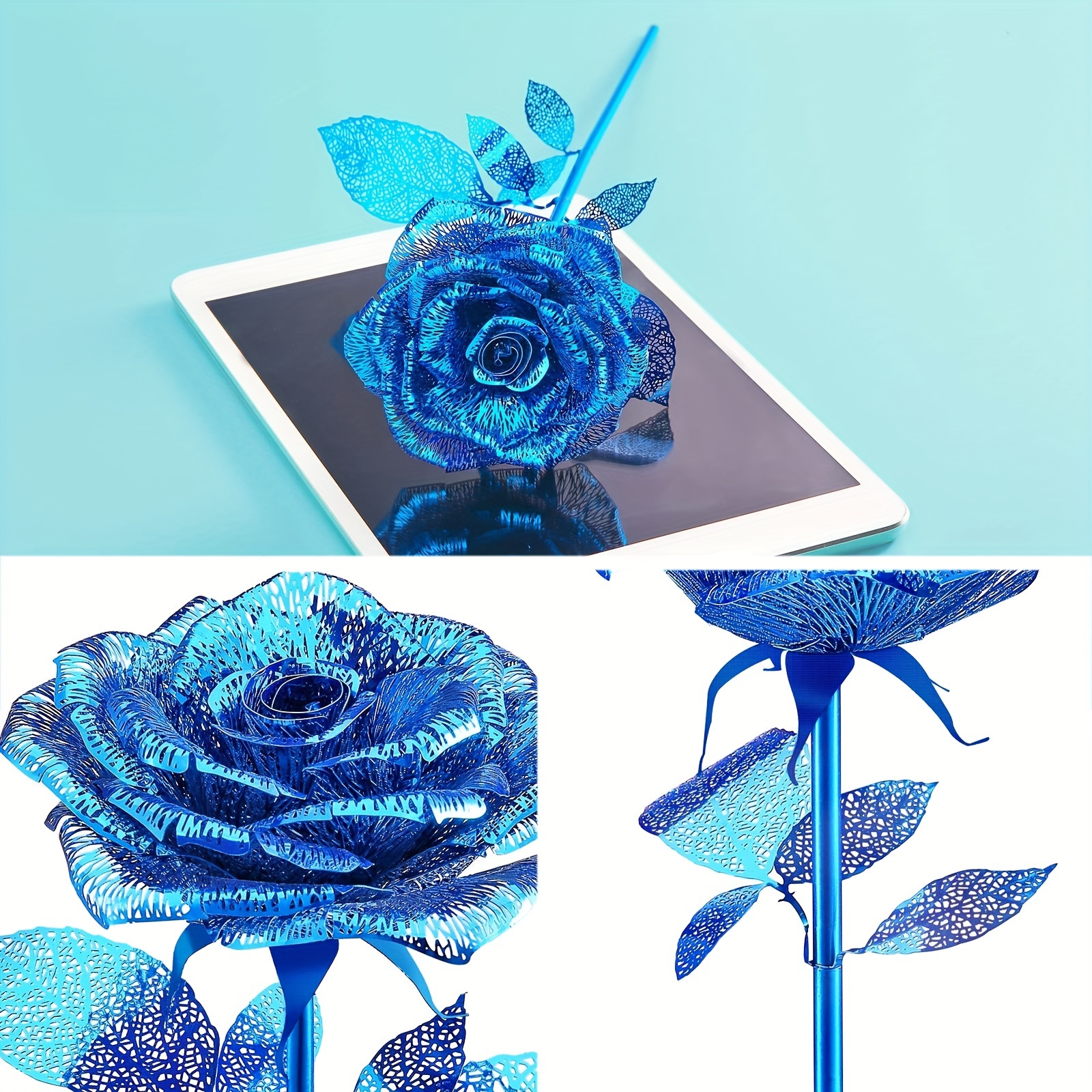 Piececool 3d Metal Puzzles Rose Flower Model Kits Artificial