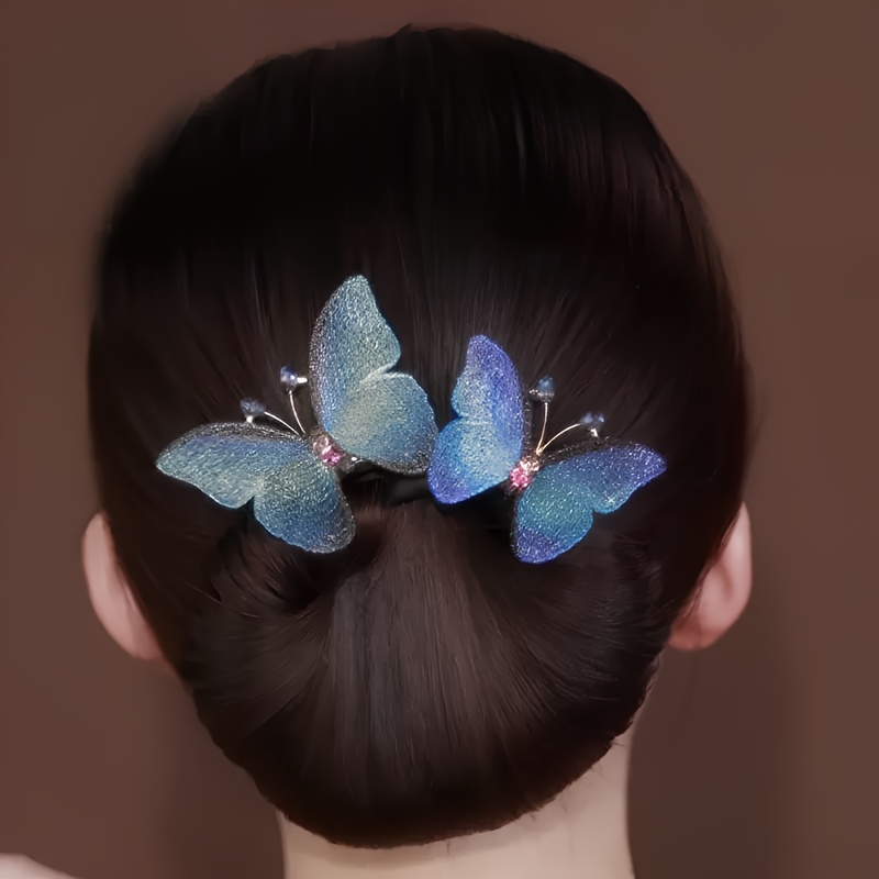 

1pc Vintage Style Elegant Hair Bun Embroidered Butterfly Hair Bun Maker For Women Exquisite Hair Accessory For Updo Hairstyles