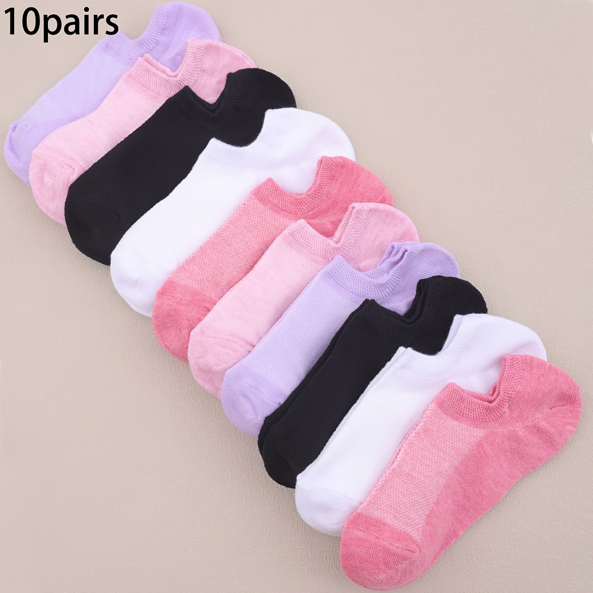 TEMU 10 de Calcetines de Mujer Casuales, Modernos y Cómodos, Transpirables y Absorbentes del , para Todas en Colores Mezclados