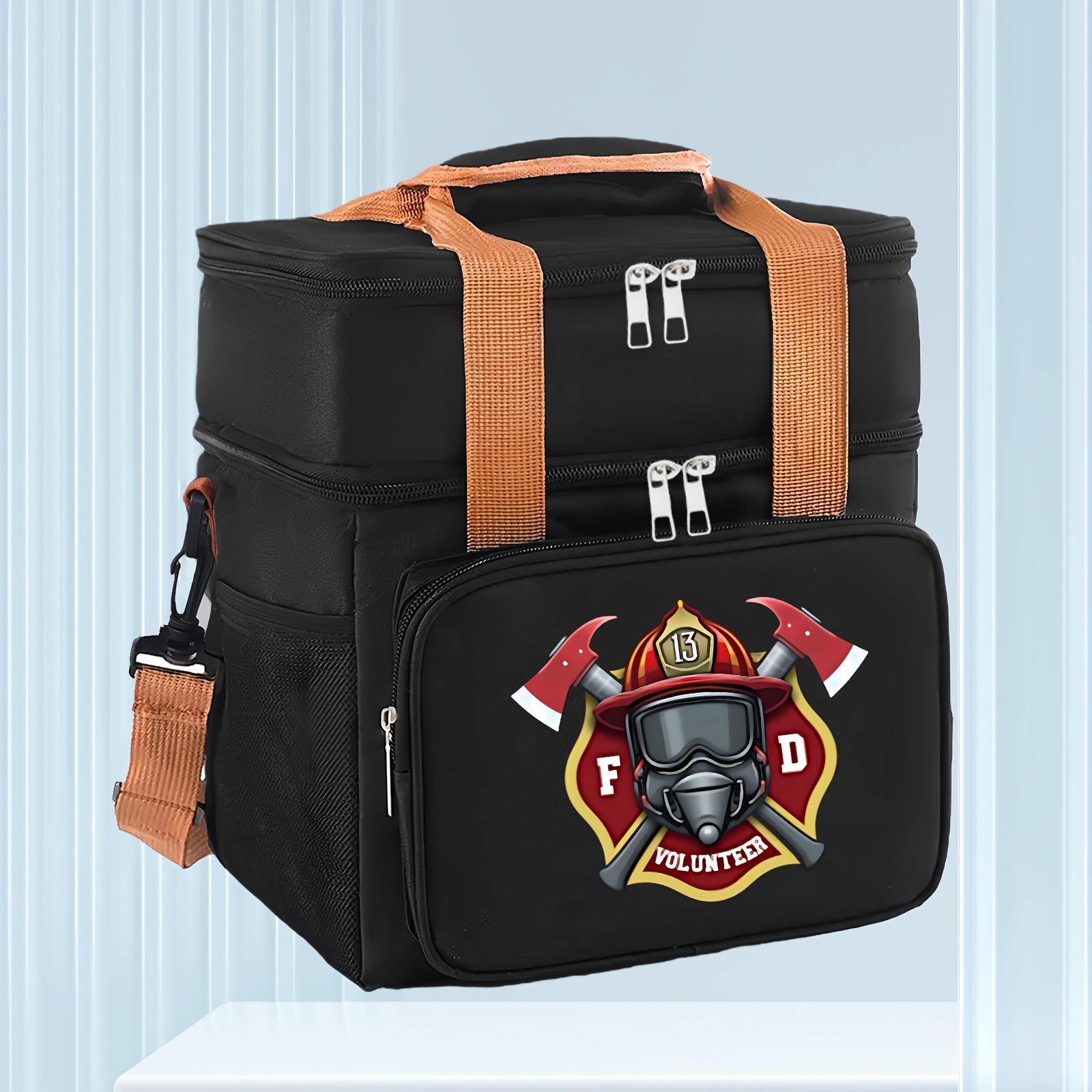 TEMU 1pc Volunteer - Firefighter Branding Lunch Bag Satchel, Lightweight & Portable , Office, Or Travel, Camping, , Lunch Bagnon-food Contact