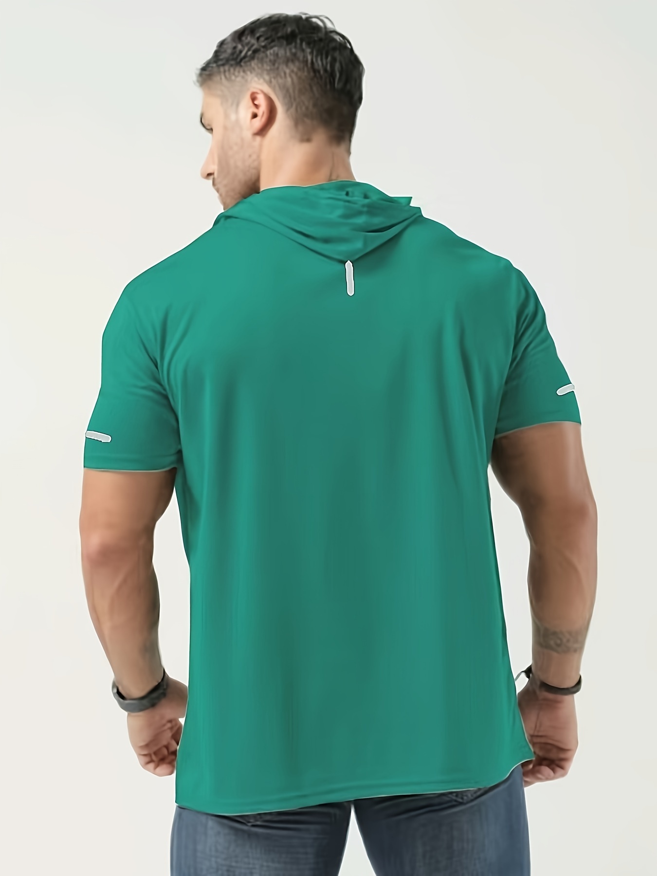 Plus-size Men's Moisture-wicking, Breathable, Quick-drying Stylish Casual Sports Hooded Shirt T-shirt 518