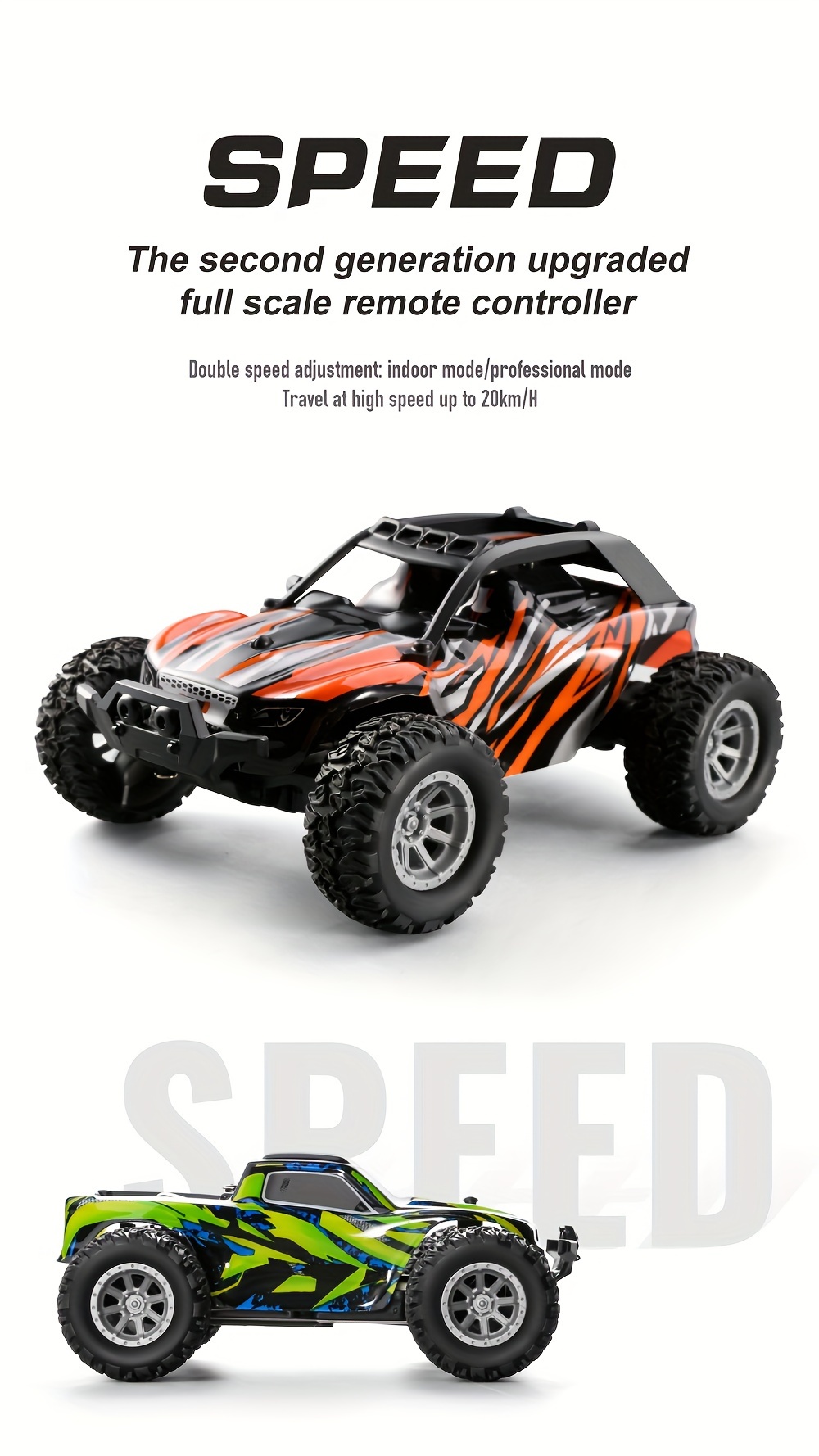 1 32 scale remote control cars rc cars maximum speed 20 km h 2 4ghz high speed all terrain off load electric toy cars kids rc cars for boys and girls christmas halloween thanksgiving gifts details 1