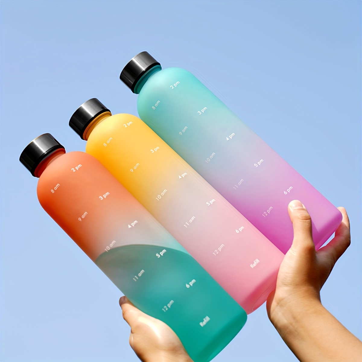 

1pc Gradient Color Insulated Water Bottle With Time Marker, Leakproof For Outdoor, Gym, Office – In Colors