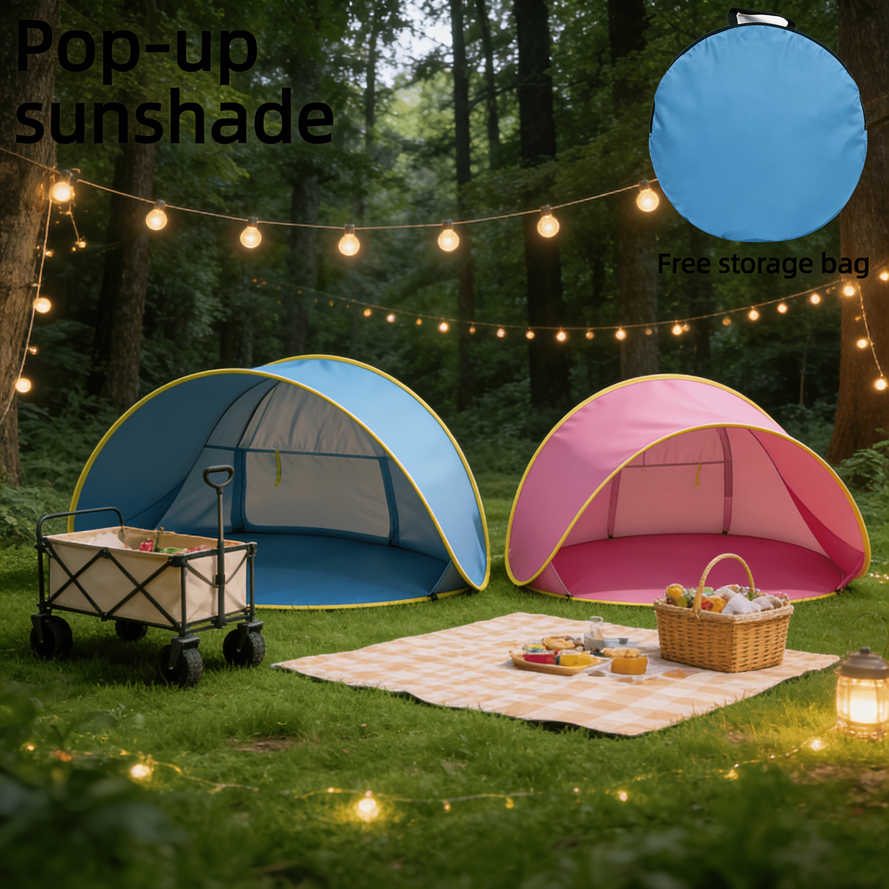 TEMU Pop-up Portable Beach Sun Shelter Tent Lightweight Outdoor Uv Protection Canopy For Beach Trips Fast Setup