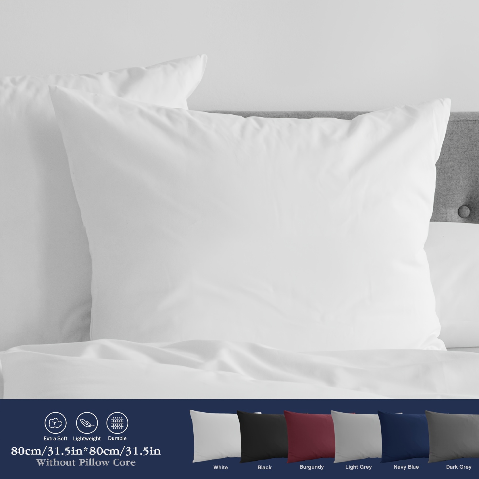 TEMU Juego de 2 fundas de almohada de poliéster con forro polar de 80X80 cm, fundas de cojín, fundas de almohada estilo europeo, adecuadas para