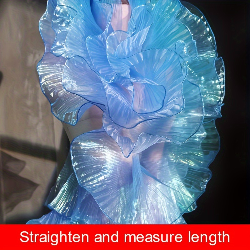 TEMU Gradient Organza Pleated Lace Fabric - Three- Ruffle Trim For Mermaid Skirts And Clothing Accessories In Pink And Royal Blue