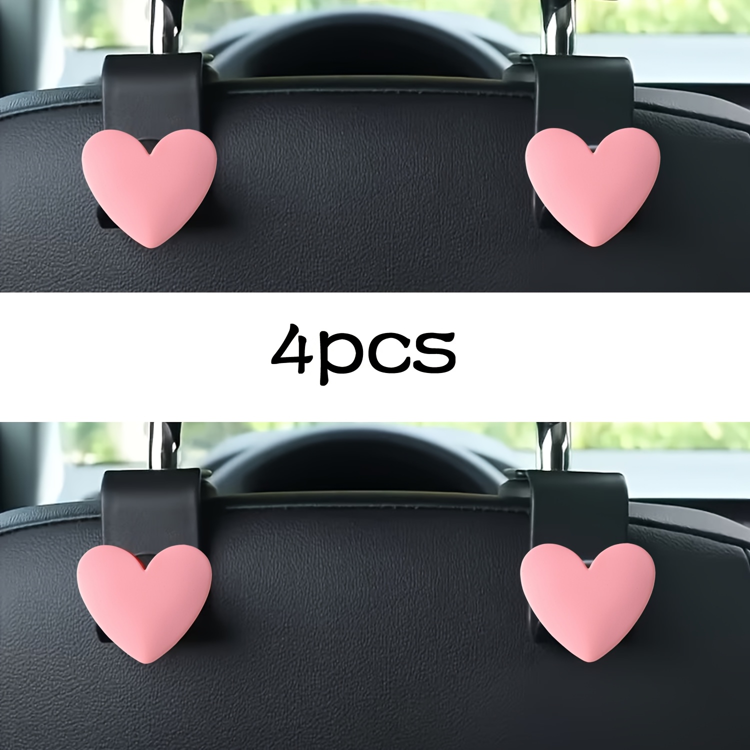 TEMU Romantic 4pcs Car Seat Back Multi-functional Hook, Creative Headrest Car Hook, Hidden Storage Small Hook, Fashionable Car Interior Decoration