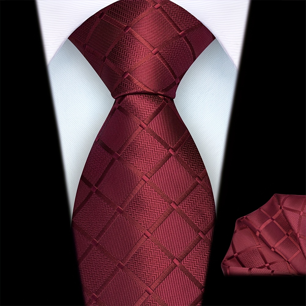 TEMU Ricnais 2 pièces Cravate à Carreaux et Pochoir Homme de 8 cm - Accessoires Classiques Haut de Gamme pour Mariage, Fête ou Affaires, Idéal Cadeau