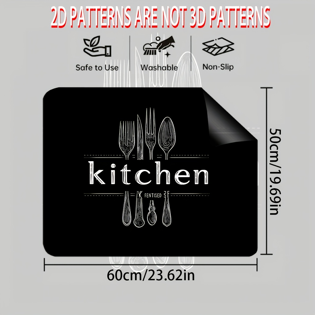 TEMU 1pc, 2d Flat, Kitchen Text Pattern Stove Cover Protector Mat, Kitchen ,perfect For Glass Stoves Mat, Flat Ovens Mat, Washing Machines Mat -