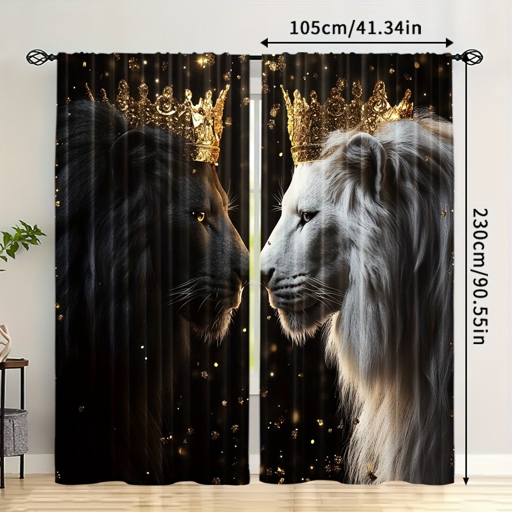 TEMU 2d Flat, 2pcs, 2d Vintage Style Printed Curtains, Printed Curtains, Art , Durable Polyester, For Suitable For Living Rooms, Kitchens, Bedrooms,