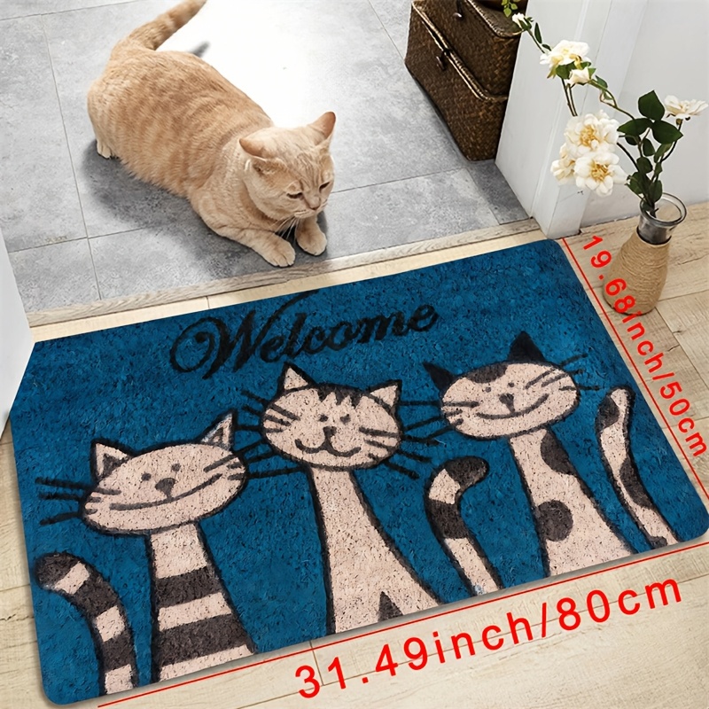 

Cat Pattern Welcome Door Mat - Dirt-resistant, Absorbent & Machine Washable Rug For Indoor/outdoor Use - Living Room, Bedroom, Bathroom, Kitchen, Patio & Laundry