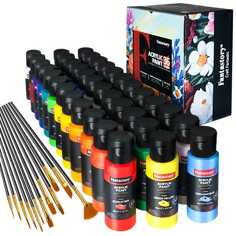   24 36pcs acrylic paint   36  2oz 60ml professional craft paint art supplies kit for adults canvas fabric rock   ceramic model wood painting with 10 brushes