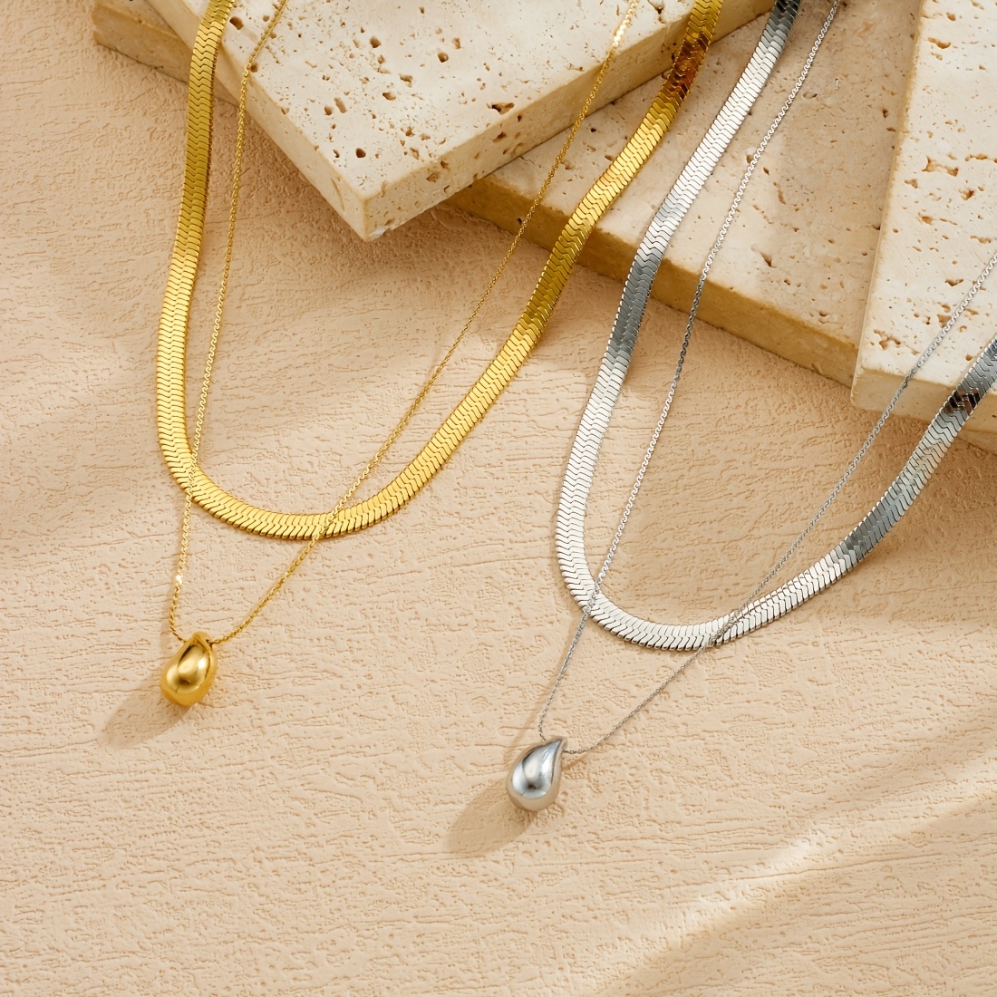 Women's Snake Bone Chain Double Layer Stackable Necklace