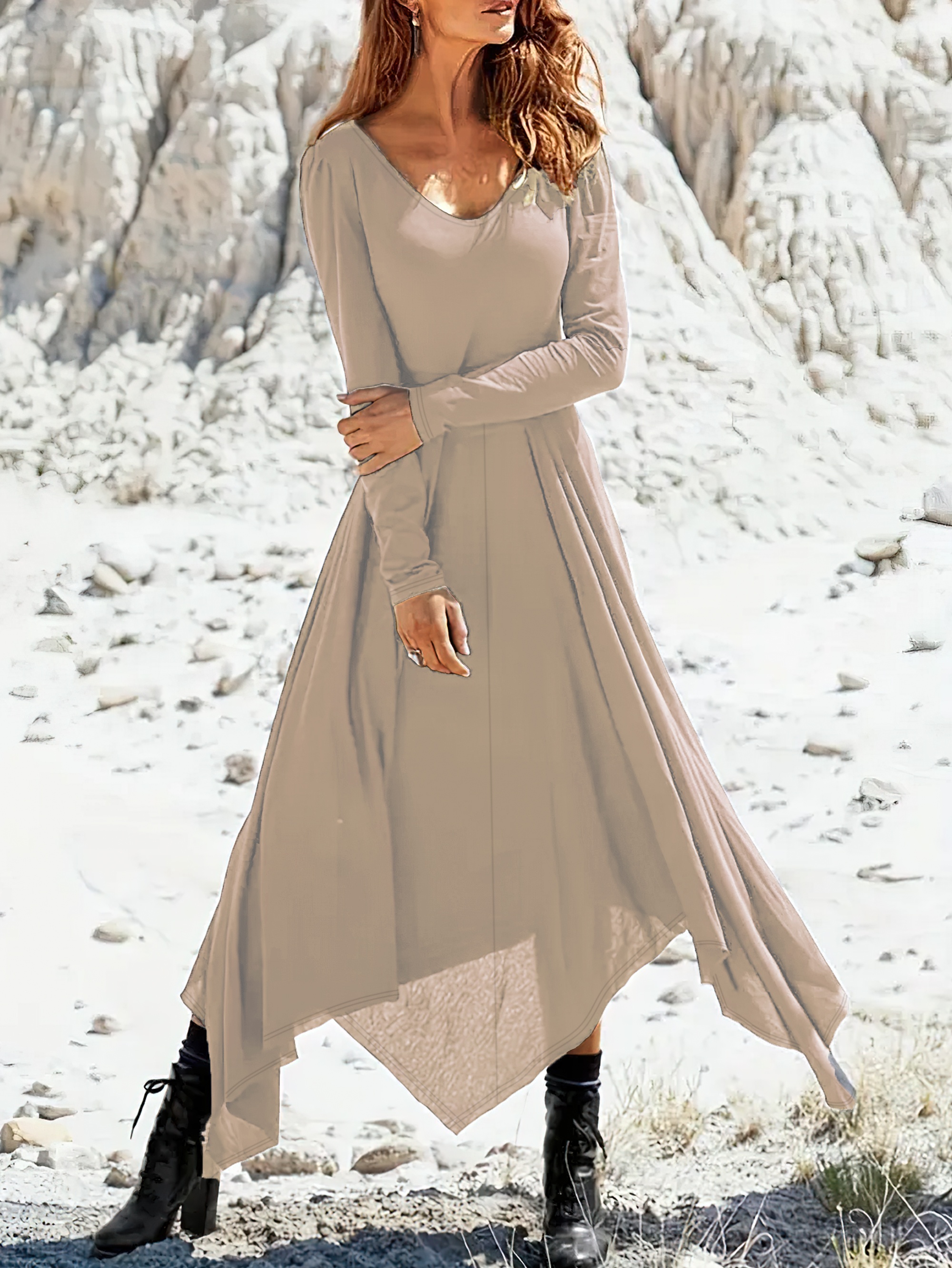 navy blue dress for baby girl Virginia Asymmetric Long Sleeve Maxi Dress, Blue · M main image 0