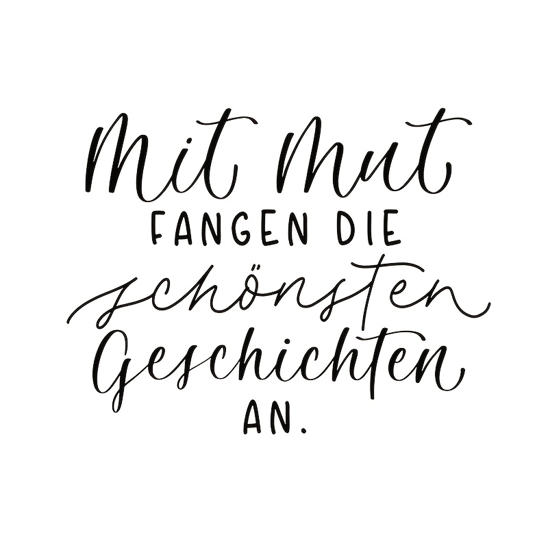 Image of The Story Begins With German Vinyl Sticker - Elegant Mirror/car Window/bathroom Decal With German "die Schönste Geschichte Beginnt Mit " For Positive Affirmation & Decoration
