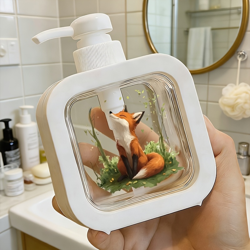 TEMU 1pc Home Bathroom Dispenser, Soap Lotion Pump Bottle & Plant Pattern, Manual Pump Refillable Bottle, Made Of Sturdy Plastic, Reusable Container,