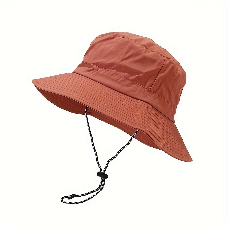 Sun Hat, Bucket Hats Boonie Hat Washed Cotton Bucket Hat Packable Outdoor Fishing Hunting Hat Strap Adjustable Chin Strap for Men and Women,Temu