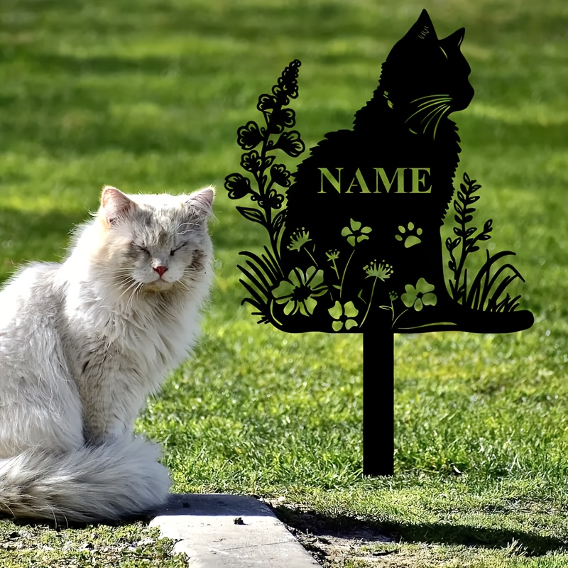 Fluffy Cat Memoial Stake Pesonalized, Cat Gave Makes