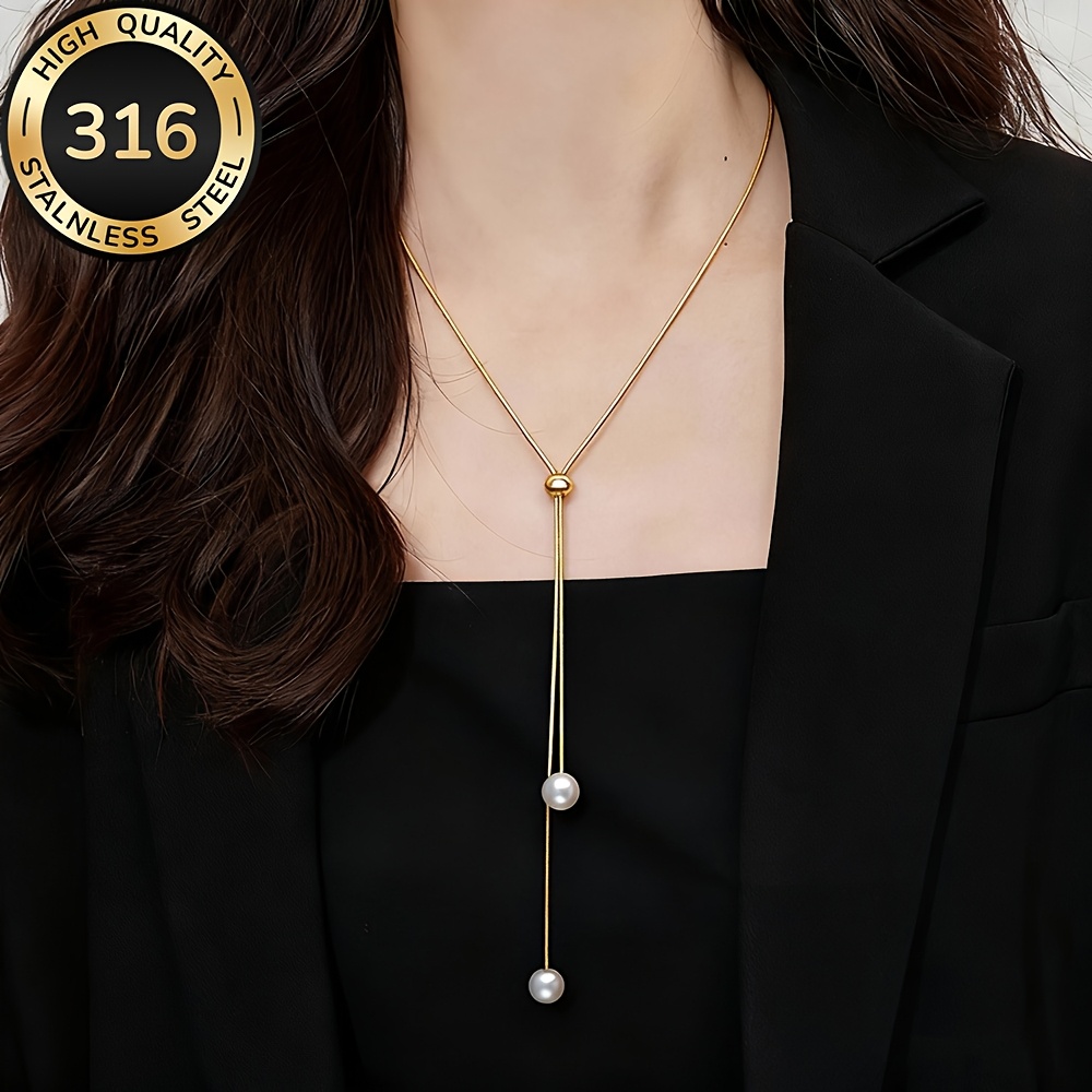 High-quality Stainless Steel Golden Women's Long Necklace, Anti-fade, Easy And Elegant, Fashionable Women's Necklaces For Daily Wear Or Parties, Jewelry Additions, Is An Exquisite Gift For Women