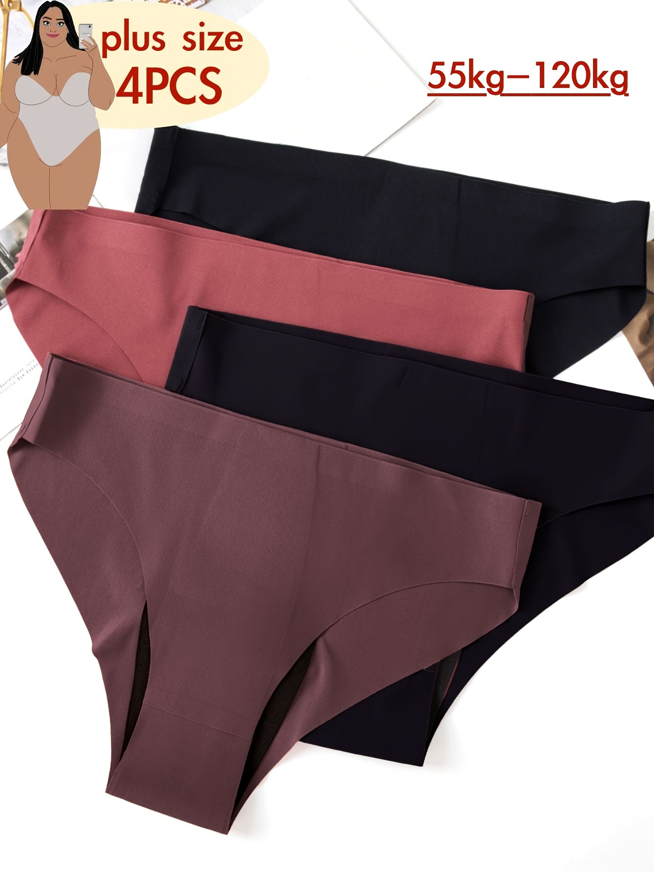 Waterproof Underwear for Women, Plus Size Incontinence Panties for Girls,  Plus Size Cotton Leakproof Briefs, 6Pcs,Multi colored,M