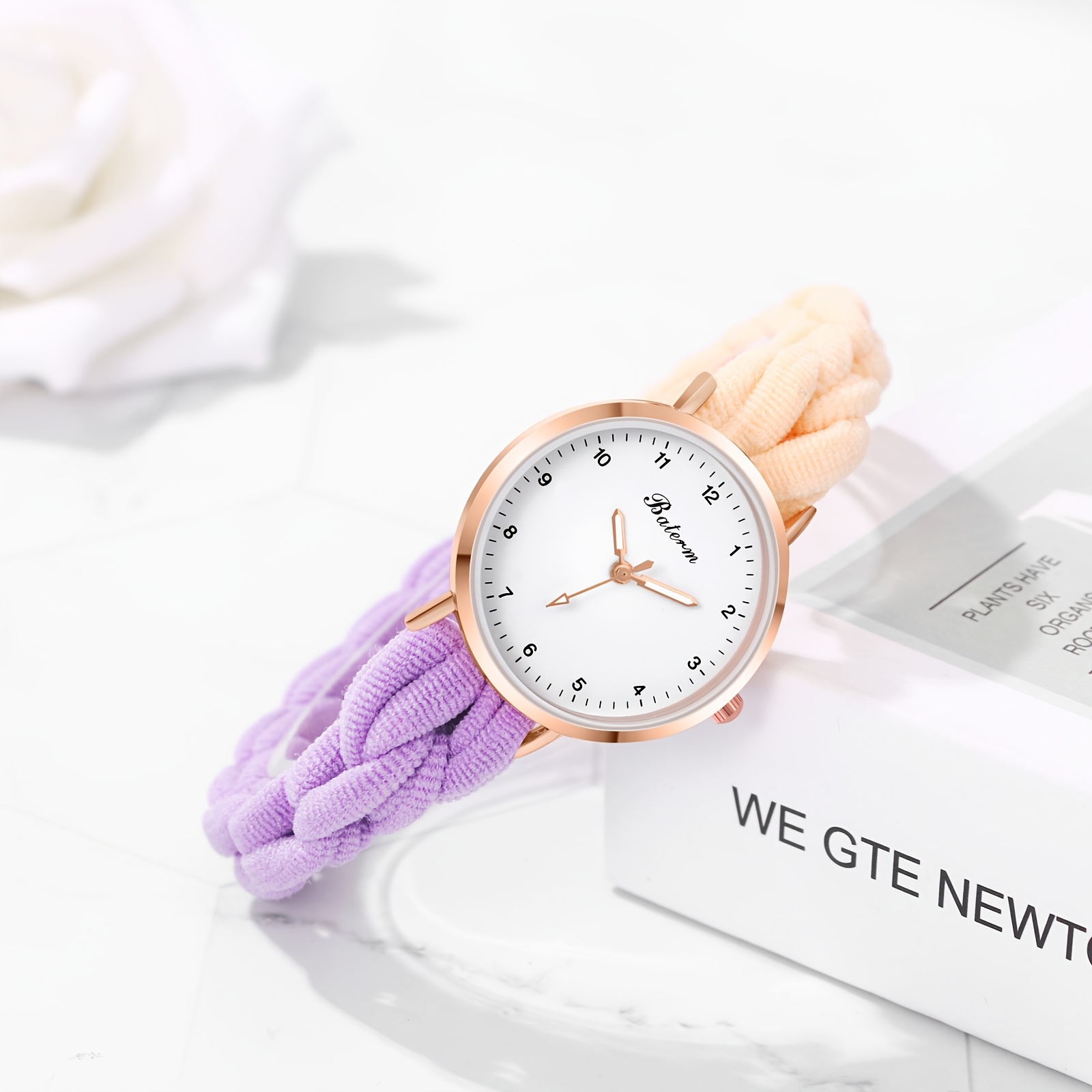 Women's Watch, Woven Elastic Strap, Dial, Bracelet Watch, Gift, Easy And Stylish, Everyday Wear